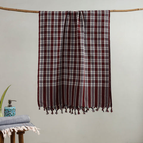 Brown - handloom fine cotton checks bath towel 46