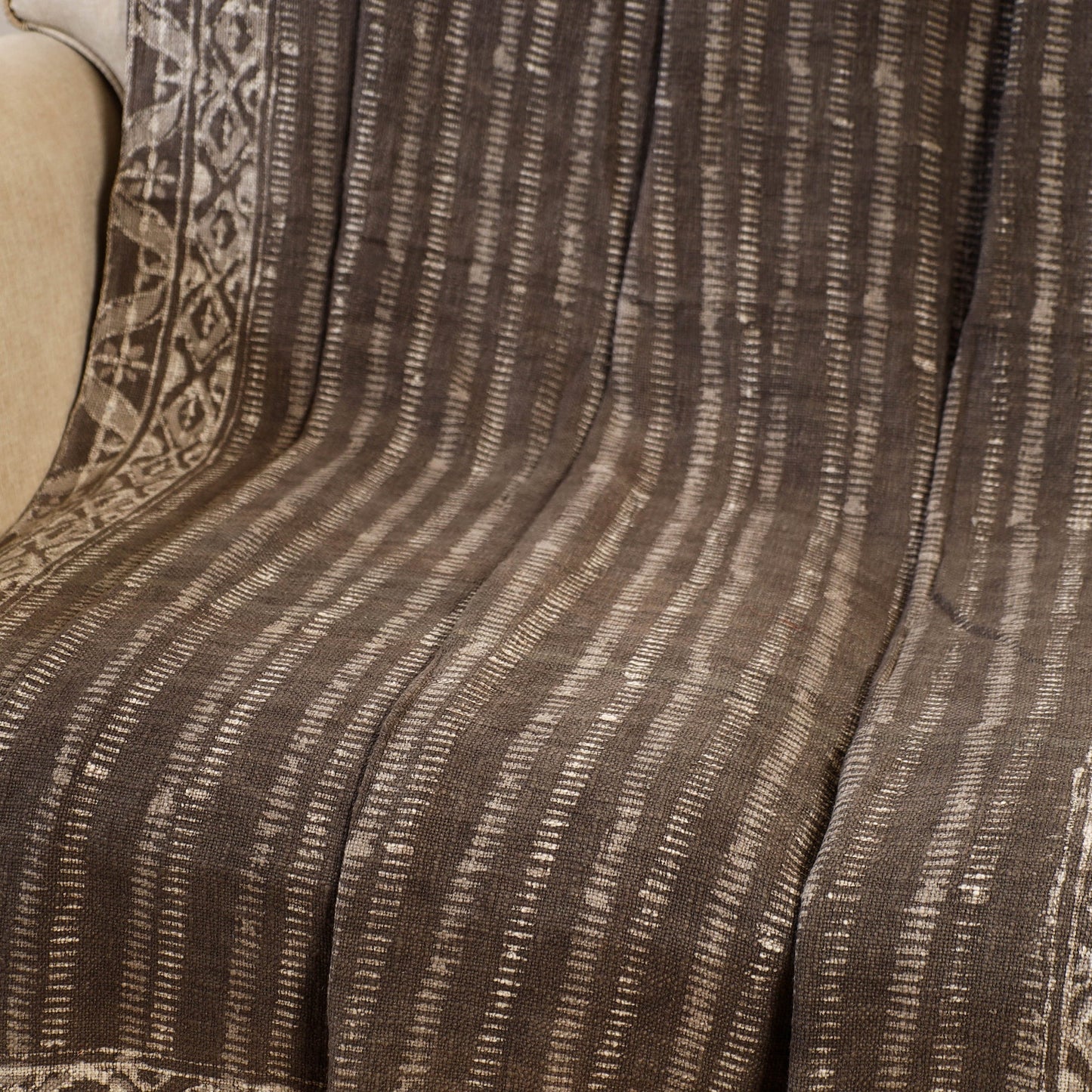 Brown - handloom jaipur cotton sofa throw 01 - handcrafted