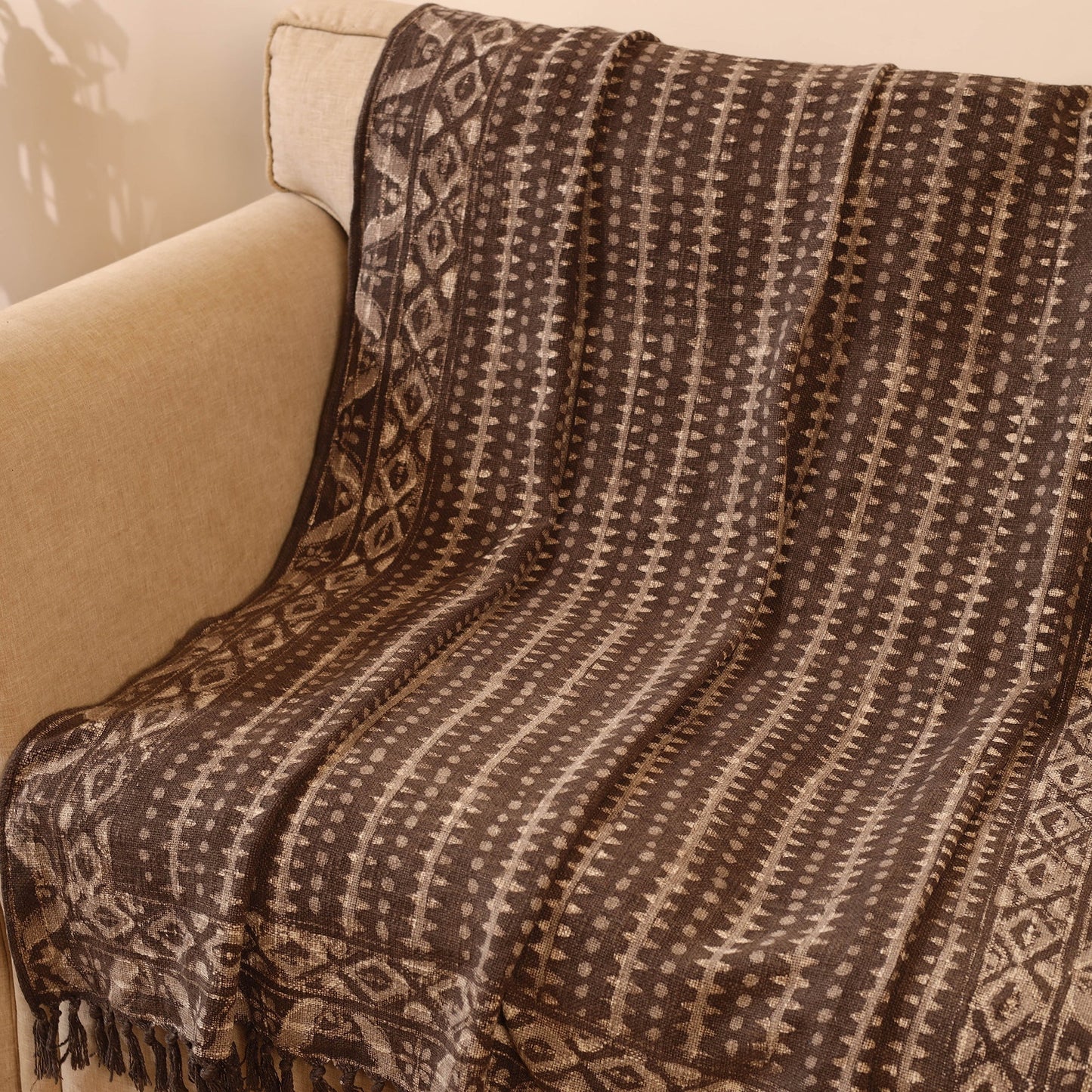 Brown Handloom Sofa Throws Blanket 