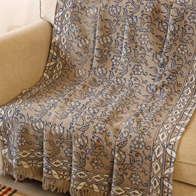Brown Handloom Jaipur Block Print Cotton Sofa Throw