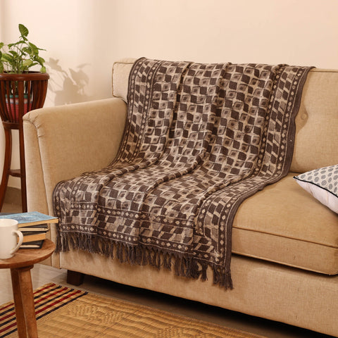 Brown Handloom Sofa Throws Blanket