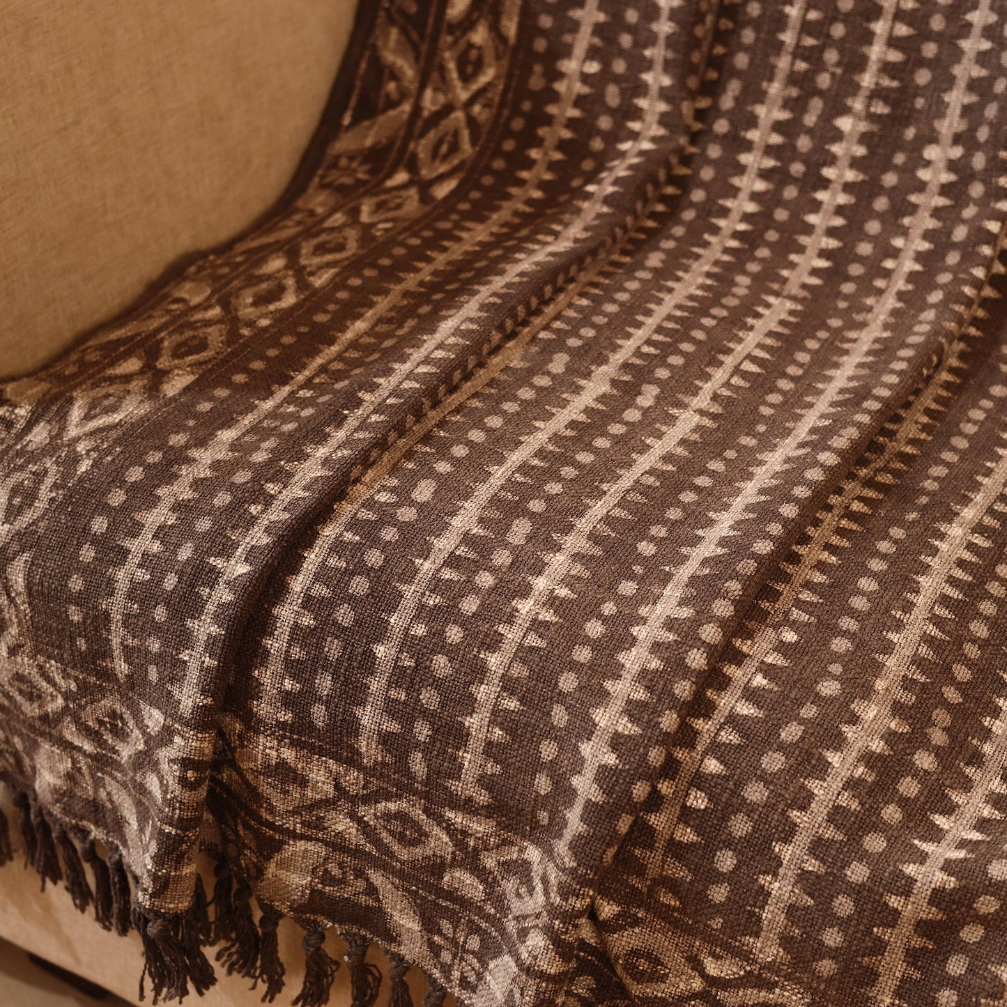 Brown Handloom Sofa Throws Blanket 