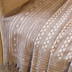 Brown Handloom Jaipur Block Print Cotton Sofa Throw