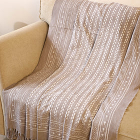 Brown Handloom Jaipur Block Print Cotton Sofa Throw