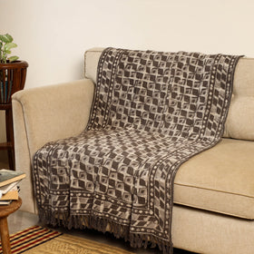 Brown Handloom Jaipur Block Print Cotton Sofa Throw