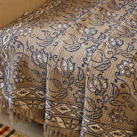 Brown Handloom Jaipur Block Print Cotton Sofa Throw
