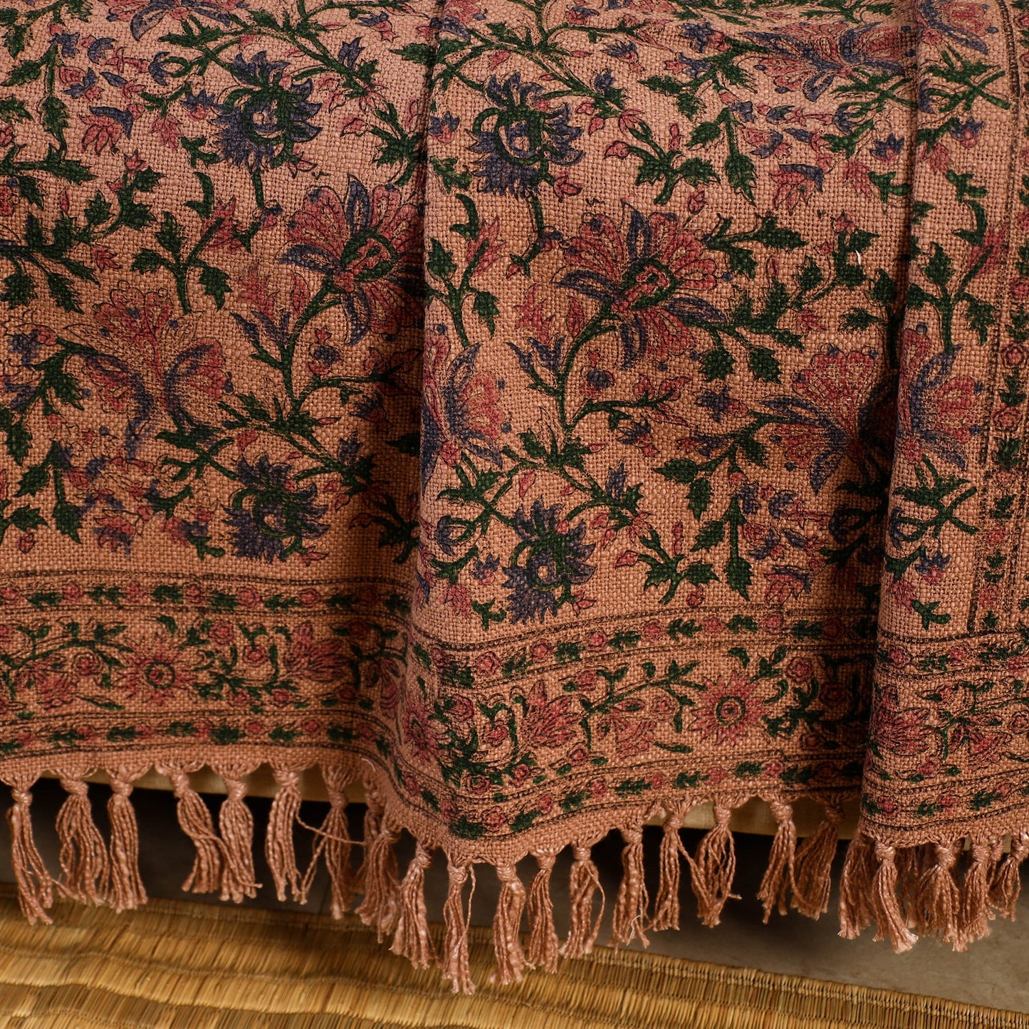 Brown Handloom Jaipur Block Print Cotton Sofa Throw