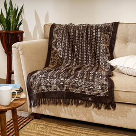 Brown Handloom Jaipur Block Printed Cotton Sofa Throw 