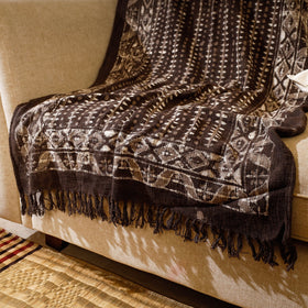 Brown Handloom Jaipur Block Printed Cotton Sofa Throw 