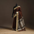 Brown - handloom maheshwari saree with resham zari border