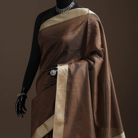 Brown - handloom maheshwari saree with zari border 02