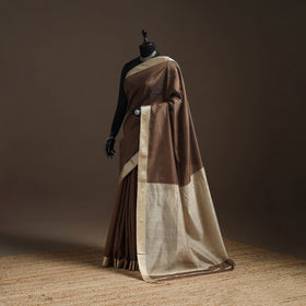 Brown - handloom maheshwari saree with zari border 02