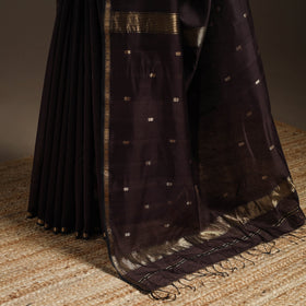Brown - handloom maheshwari saree with zari border 33