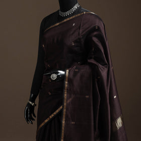 Brown - handloom maheshwari saree with zari border 33