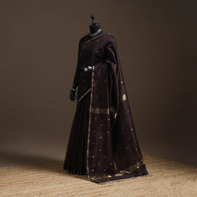 Brown - handloom maheshwari saree with zari border 33