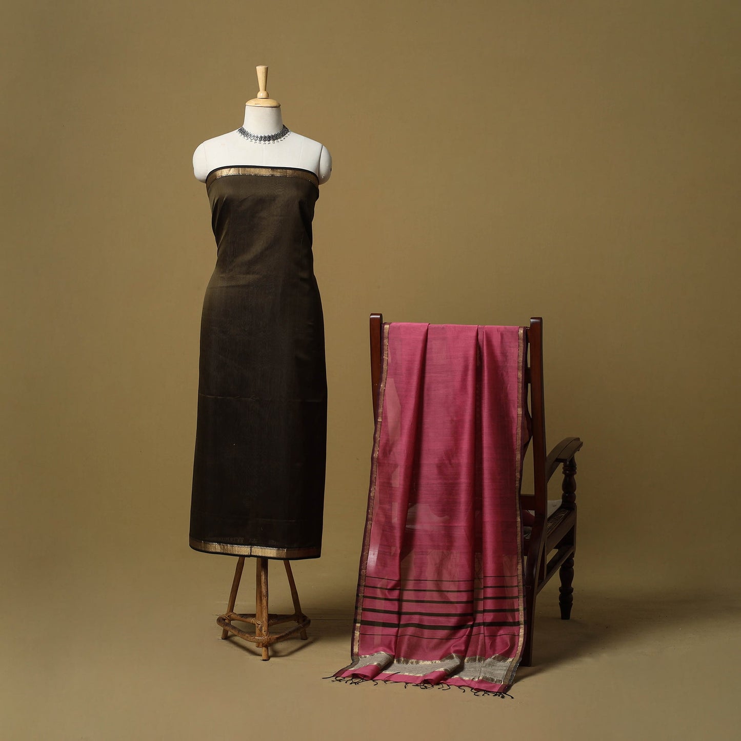 Handloom maheshwari silk 2pc unstitched dress material 40