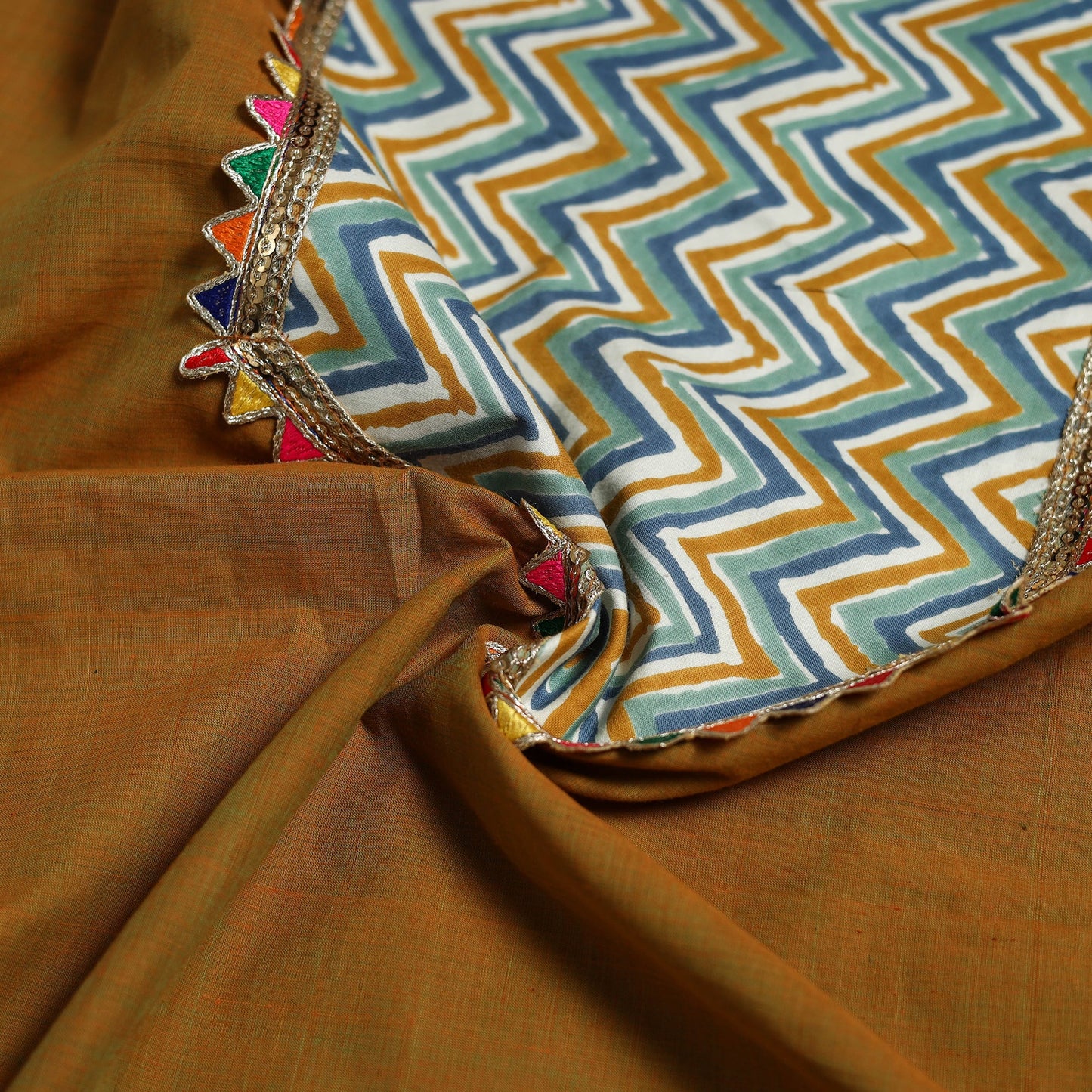 Handloom mangalagiri patchwork cotton unstitched kurta