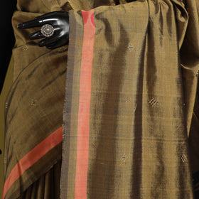 Brown - handloom mulberry silk cotton tangaliya saree 09
