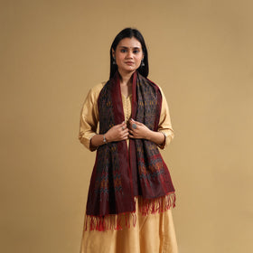 Buy Brown Handloom Mulberry Silk Pochampally Ikat Stole
