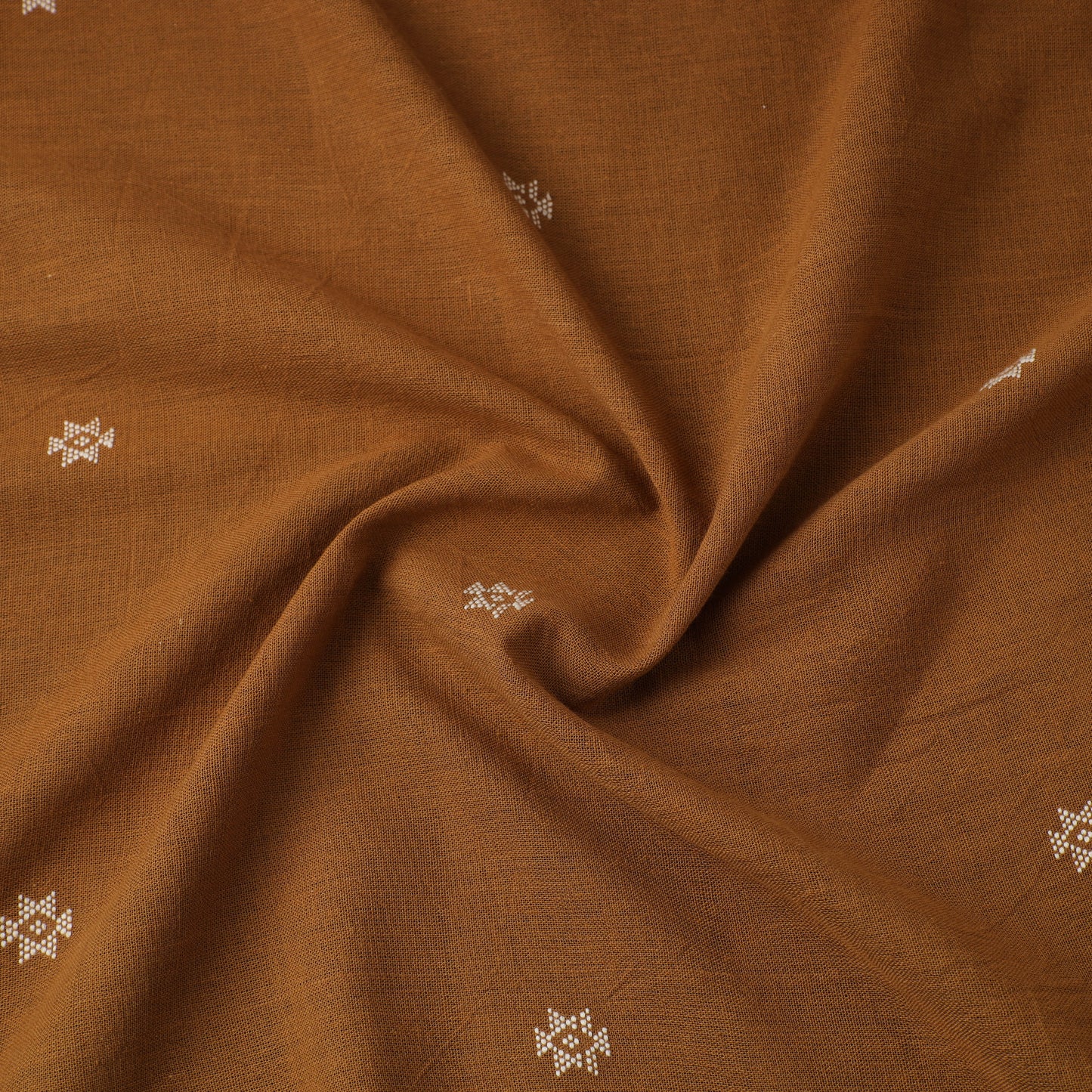 Brown - handloom organic buti kala cotton fabric 02