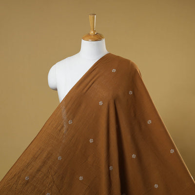Brown - handloom organic buti kala cotton fabric 02