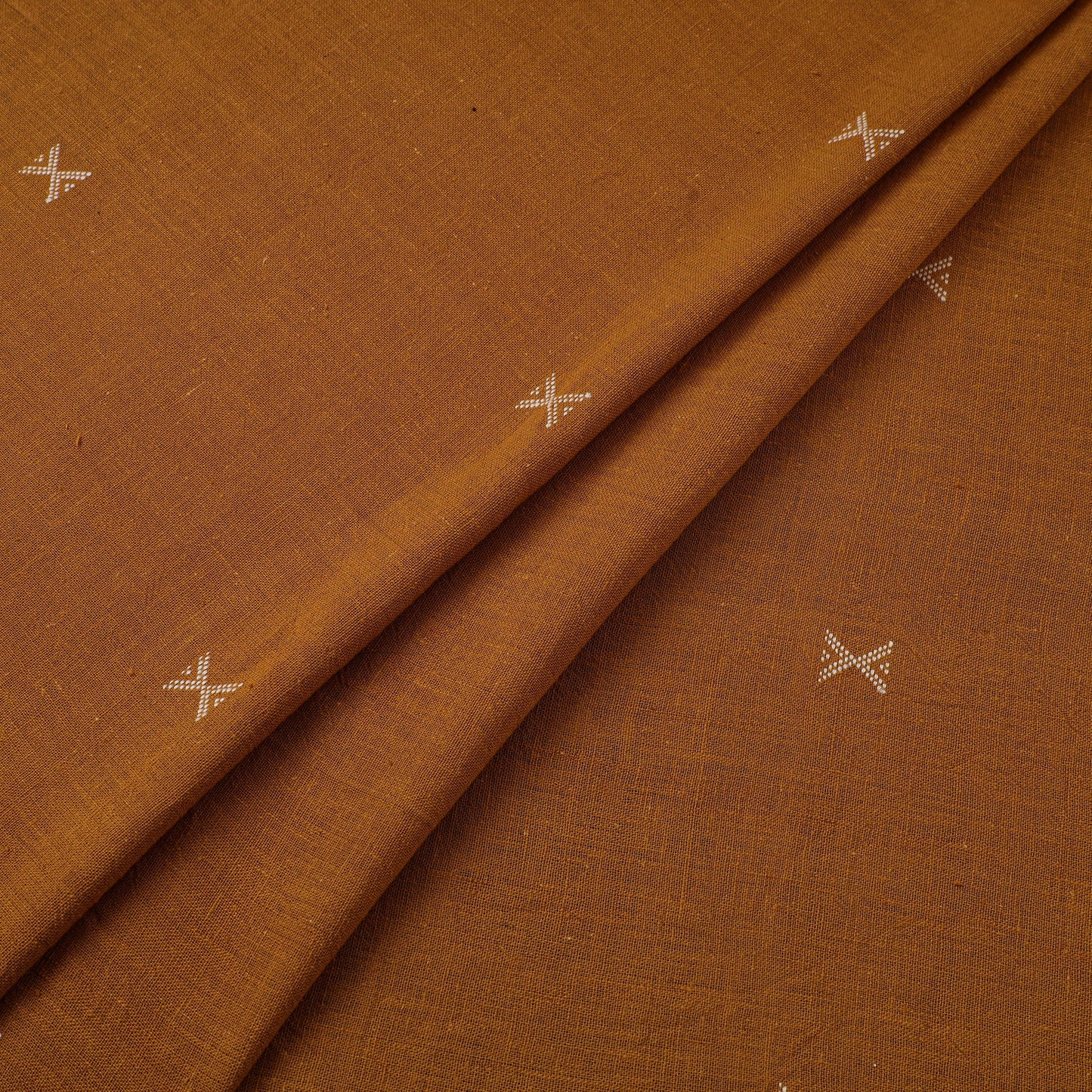 Brown - handloom organic buti kala cotton fabric 07