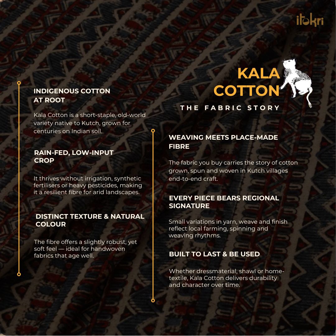 Brown - handloom organic kala cotton fabric 07 - handcrafted