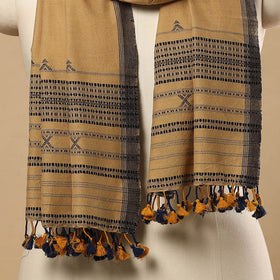 Brown Handloom Organic Kala Cotton Kutch Bhujodi Stole