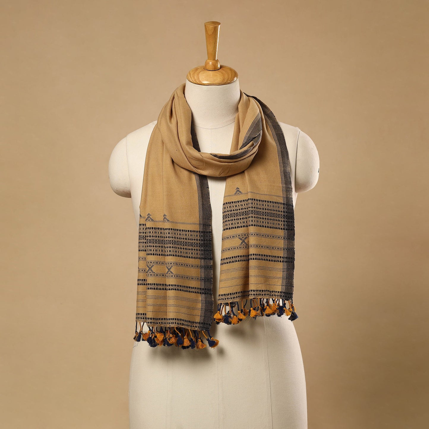 Brown Handloom Organic Kala Cotton Kutch Bhujodi Stole