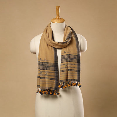 Brown Handloom Organic Kala Cotton Kutch Bhujodi Stole