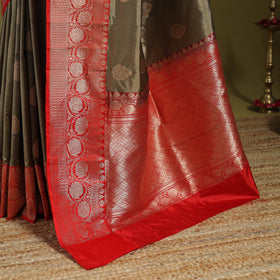 Brown - handloom pure katan silk kaduwa zari buti banarasi