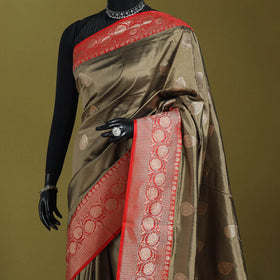 Brown - handloom pure katan silk kaduwa zari buti banarasi