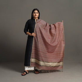 Brown - handloom silk cotton checks maheshwari dupatta 33
