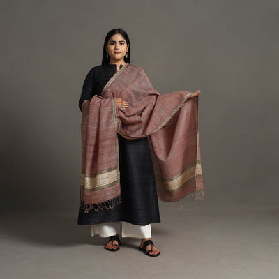 Brown - handloom silk cotton checks maheshwari dupatta 33
