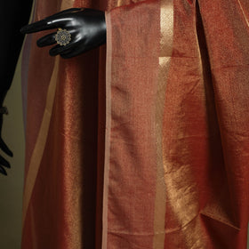 Brown - handloom silk cotton heavy tissue gold zari