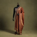 Brown - handloom silk cotton heavy tissue gold zari