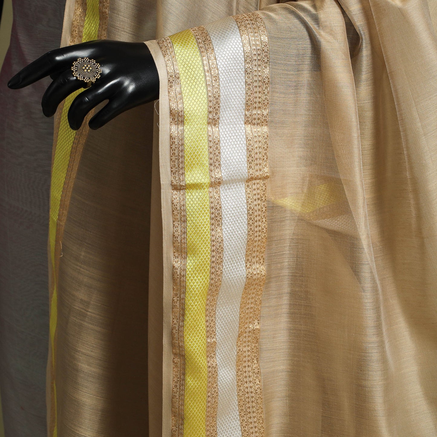 Brown - handloom silk cotton maheshwari dupatta 09