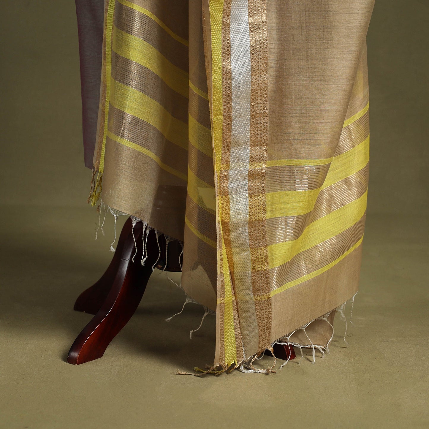 Brown - handloom silk cotton maheshwari dupatta 09