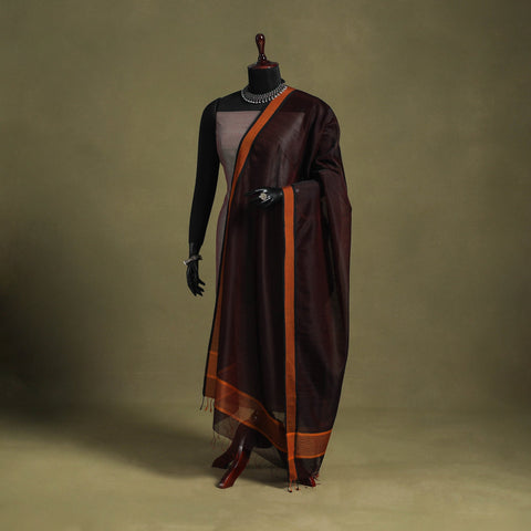 Brown - handloom silk cotton maheshwari dupatta 21