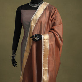 Brown - handloom silk cotton maheshwari dupatta 56