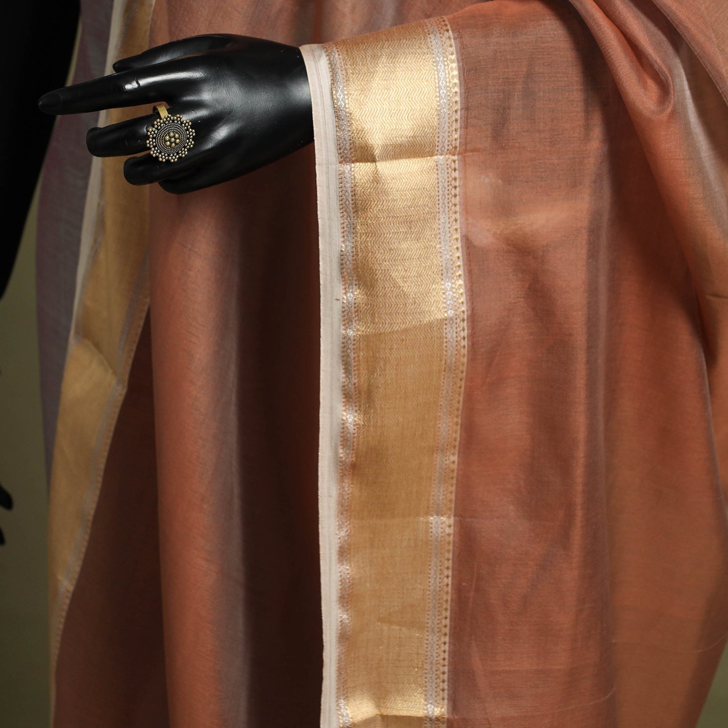 Brown - handloom silk cotton maheshwari dupatta 56