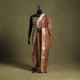 Brown - handloom silk cotton maheshwari dupatta 56