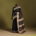 Brown - handloom silk cotton maheshwari saree with zari
