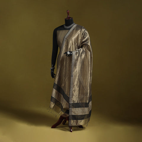Handloom silk cotton tissue zari stripes maheshwari dupatta