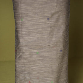 Brown - handloom silk cotton unstitched phulia jamdani