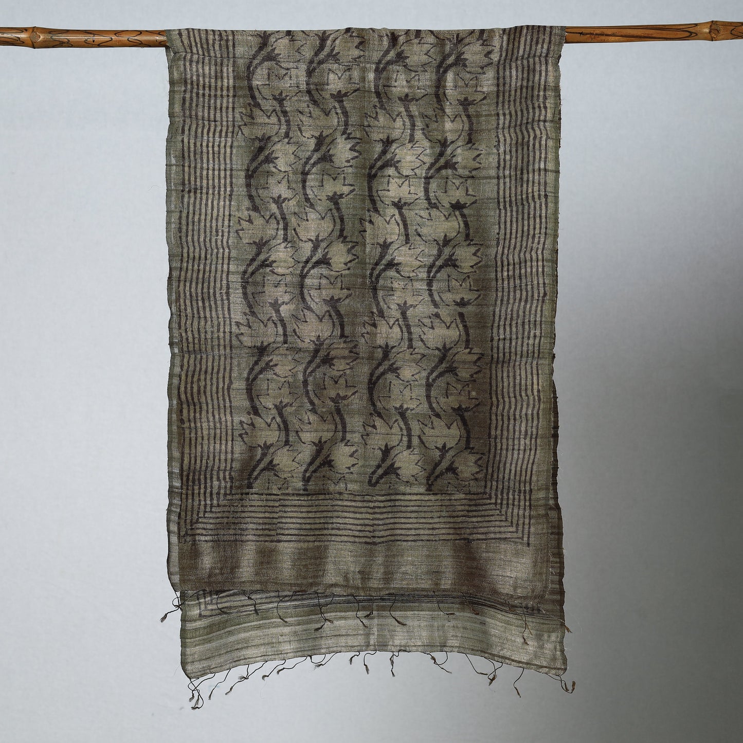 Buy Handloom Block Print Tussar Silk Bindaas Stole