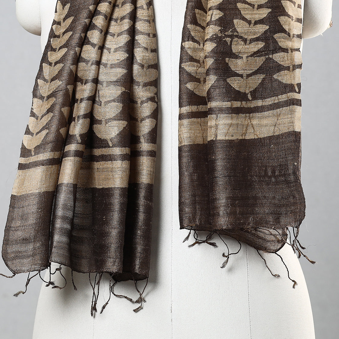 Buy Handloom Block Print Tussar Silk Bindaas Stole