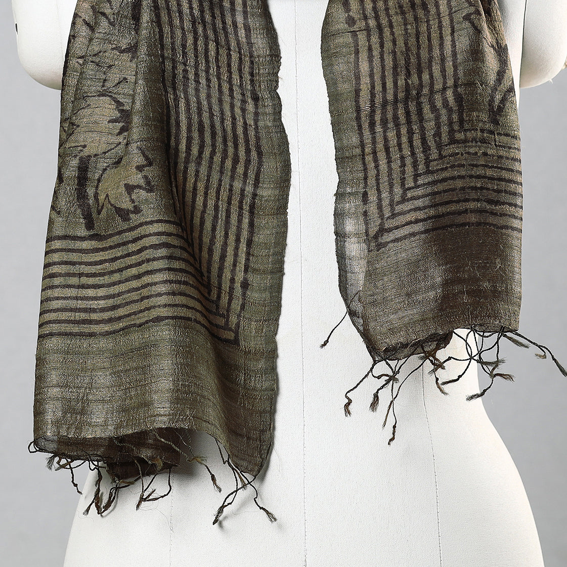 Buy Handloom Block Print Tussar Silk Bindaas Stole