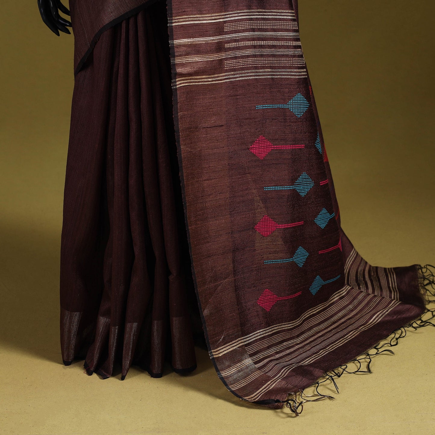 Handloom tussar silk zari border bhagalpuri saree 10