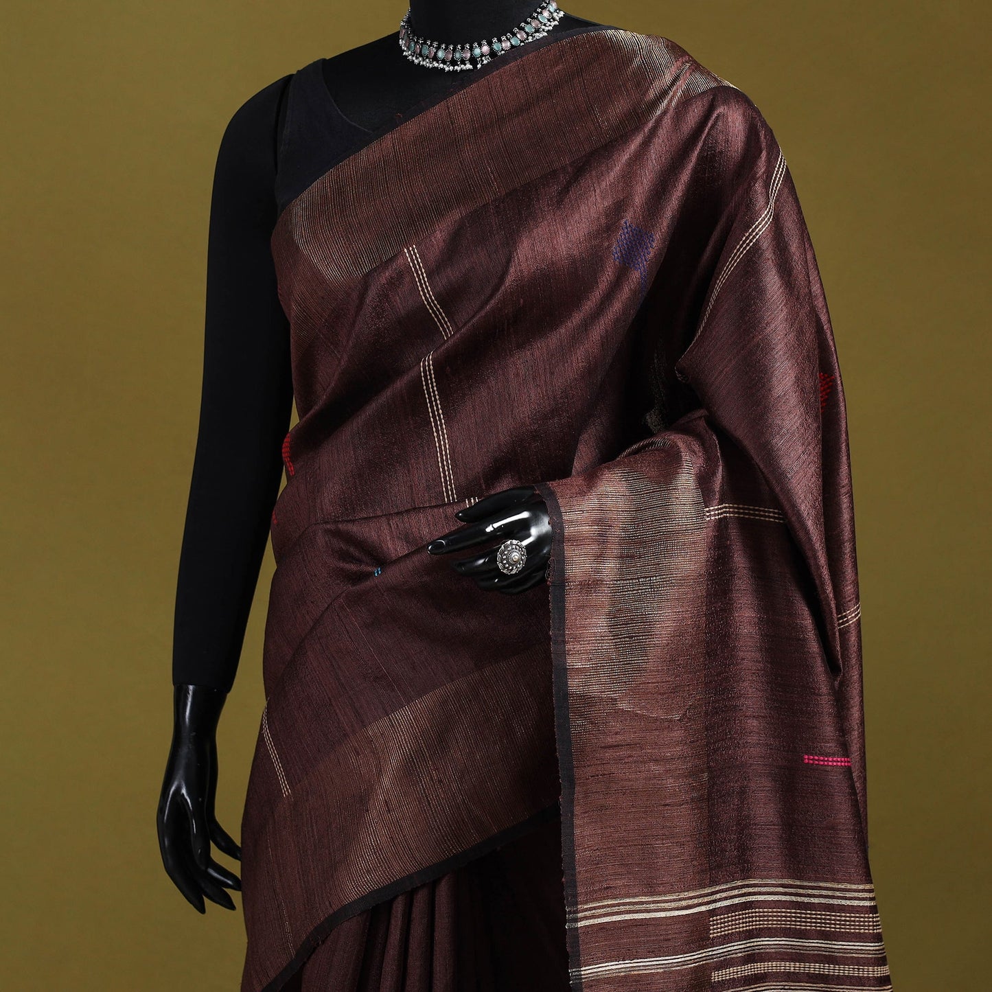 Handloom tussar silk zari border bhagalpuri saree 10